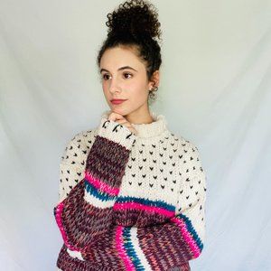 Puffy Colorful Turtleneck Sweater